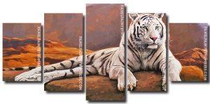 White Tiger 5 Panels Paint By Numbers