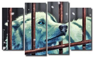 White Wolf 4 Panels Paint By Numbers