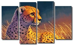 Wild Cheetah 4 Panels Paint By Numbers