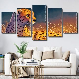 Wild Cheetah 5 Panels Paint By Numbers