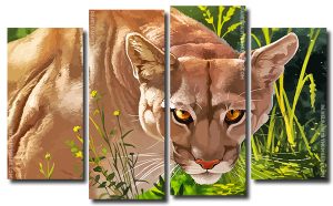 Wild Lioness 4 Panels Paint By Numbers