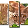 Wild Lioness 5 Panels Paint By Numbers