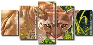 Wild Lioness 5 Panels Paint By Numbers