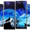 Wolves Howling 4 Panels Paint By Numbers