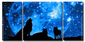 Wolves Silhouette 3 Panels Paint By Numbers