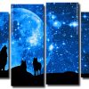 Wolves Silhouette 4 Panels Paint By Numbers