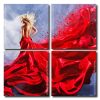 Woman In Red Dress Square Panels Paint By Numbers