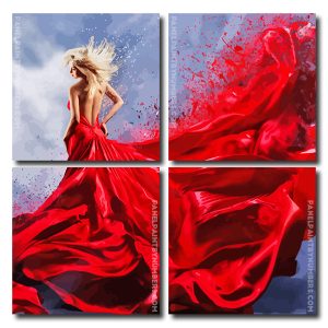 Woman In Red Dress Square Panels Paint By Numbers