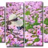 Woman In A Field Of Pink Flowers 4 Panels Paint By Numbers