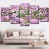 Woman In A Field Of Pink Flowers 5 Panels Paint By Numbers