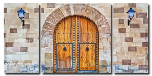 Wooden Castle Doors 3 Panels Paint By Numbers