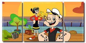 Young Popeye And Olive 3 Panels Paint By Numbers