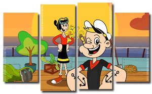 Young Popeye And Olive 4 Panels Paint By Numbers