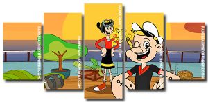 Young Popeye And Olive 5 Panels Paint By Numbers