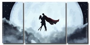 Superman and His Lover 3 Panels Paint By Numbers