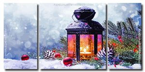 Winter Christmas Snow Lantern 3 Panels Paint By Numbers