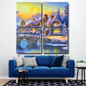 Winter Landscape House Square Panels Paint By Numbers