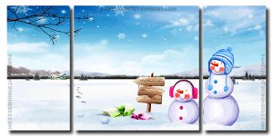 Winter Snowman 3 Panels Paint By Numbers