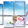 Winter Snowman 4 Panels Paint By Numbers