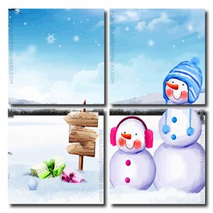 Winter Snowman Square Panels Paint By Numbers