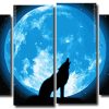 Wolf Howling 4 Panels Paint By Numbers