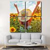 Woman Enjoying Sunflowers Square Panels Paint By Numbers