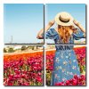 Woman In A Field Of Flowers Square Panels Paint By Numbers