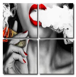 Woman Smoking Cigar Square Panels Paint By Numbers