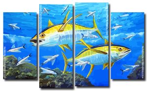 Yellowfin Tuna 4 Panels Paint By Numbers