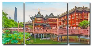 Yu Garden Shanghai 3 Panels Paint By Numbers