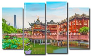 Yu Garden Shanghai 4 Panels Paint By Numbers